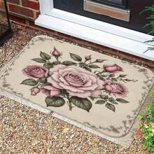 1pc/3pcs,Vintage Floral Design Welcome Mat - Elegant Rose Pattern Entryway Rug, Soft And Durable Indoor/Outdoor Doormat - Ideal For Home Decor, Perfect Gift For Garden Lovers And Flower EnthusiastsSoft, Comfortable And Easy To Clean, Suitable For Hallway Bathroom, Bedroom, Kitchen, Porch, Laundry Room, RV Outdoor Decoration Holiday Decoration Three Sizes Available Halloween Door Decor Fall Decorations For Home>Kitchen - 黑色 - 查看 8