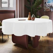 YUNRUX 10 Packs Runde Tischdecke, 90-Zoll-Runde Tischdecke, waschbar Tischdecken Tischabdeckung für Hochzeit Party Bankett - Weiss - Übersicht 11