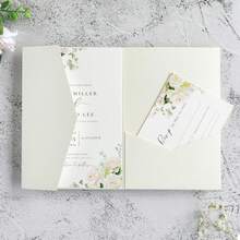 25pcs Tri-Fold Pocket Wedding Invitation Envelopes, Minimalist Invitation Envelopes Suitable For Engagement, 15th Birthday, Christening And Other Occasions, DIY Invitations, 5*7 Inch Invitations, Pocket Invitations, Customized Invitations, Christmas Cards - Ivory - View 6