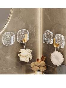4pcs Transparent Glacier Hooks, Lightweight And Luxurious, High-End, Suitable For Various Scenes: Kitchen, Wardrobe, Wall, Door, Bathroom. Can Be Used To Hang Towels, Coats, Hats, Scarves, Spatulas, Etc., Allowing You To Easily Enjoy The Pleasure Of Organization. Also An Ideal Choice For Gifts To Family, Female Friends, Halloween, Travel, And Christmas.