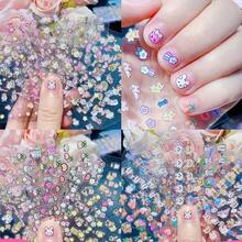 10pcs Mixed Cute Cartoon Nail Art Stickers, DIY Princess Waterproof Nail Decals, Adorable Rabbit, Kitty, Heart And Flower Nail Stickers - 彩色 - 查看 4