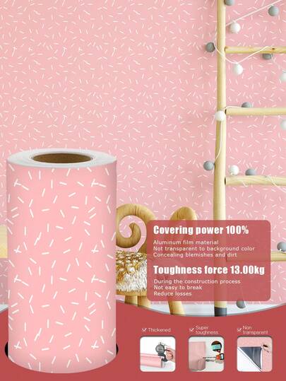 1 Roll 1m/3m/5m Vintage White & Pink Striped Textured Artistic Style Wallpaper, Suitable For Home Renovation, Room Decor, Cabinet Refurbishing, Bathroom Decor, Waterproof, Stain-Resistant, Flexible, Easy To Clean, Self-Adhesive Vinyl Wallpaper