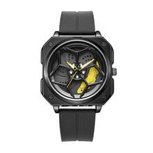 1PC 原装旋转男士手表，黑色时尚硅胶表带，运动男士腕表，3巴石英机芯，顶级男士手表 - 均碼 - 查看 16