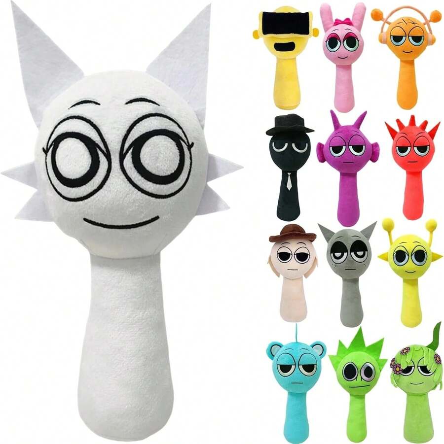 2026 New Flannel Sprunki Plush Toy Set - Ultra Soft Stuffed Animals, Cute Collectible Dolls For Kids & Fans - Perfect Gift For Birthdays - trắng - Xem 1