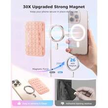 YQQ SUPERONE Magnetic Suction Phone Mount For Magsafe Case Silicone Octo Cup Buddy Sticky Phone Grip Holder For IPhone 17/16/15/14/13 Series Removable Hands-Free Selfie/Video For  And -Pink2179 - 粉色 - 查看 3
