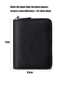 1pc Soft Leather Men's 20-Card Capacity Anti-Magnetic Multi-Card Slim Wallet, Anti-Theft, Large Capacity For Bank Cards - Black - View 5