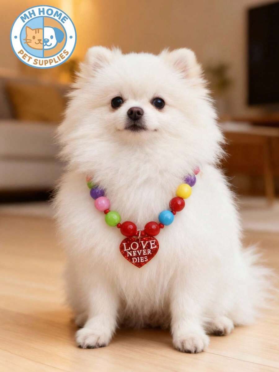 1 Piece Cute Romantic Valentine's Day Pet Cat And Dog Necklace Adjustable Cat Necklace Red Heart Beaded Dog Jewelry Heart Pendant Neck Strap Accessories Cat And Dog Jewelry, Pet Clothing Decoration Dogs Kitten Collar Pet Collar Kitty Collar Cartoon Cat Collar Pet Gifts Photo Shoot Prop Cute Pet Necklace Dog Necklace Puppy Necklace Doggy Necklace - Multicolor - View 1