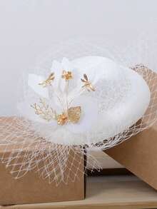 17cm Polyester French Elegant Veil Hat, Suitable For Church, Ball, Wedding Photo, Races, Birthday Party, Party, Year-Round Use - A - View 10