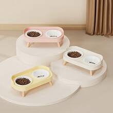 Elevated Double Bowl Feeder, Cat/Dog Bowls For Food And Water, Featuring A Water And Feeding Integration Design, Dog Food Water Bowls For Medium Small Dogs And Cats, Non-Slip Pet Dish Station, Easy To Clean, Christmas Gift For Dogs - 800ml - View 8