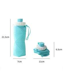 1pc 600ml Folding Sports Water Bottle For Women Men Portable Silicone Cup Reusable Drinking Bottle Outdoor Fitness Gym Travel Camping Hiking Trekking Office School Supplies - Màu xanh nhạt - Xem 5