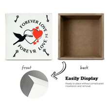 Decorative Wooden Box With Forever Love Design - Black Heart & , Stylized Keys, Whimsical Romantic Vintage Decor For Gift Or Home Display - White - View 4