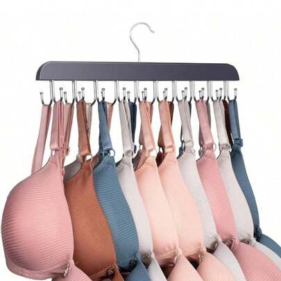14-Hook Adjustable Wooden Clothes Hanger, Space-Saving Closet Organizer For Dorm, Apartment, Shirts, Bras, Hats