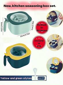 4-Grid Leakproof Spice Storage Box, Nordic Style With Spoons - Decorative Wall-Mounted Kitchen Organizer, Suitable For Camping/Dorm, PP Material (Sage Green/Cream White/Blush Pink), 7x12cm. A Perfect Gift For Women, Suitable For Housewarming, Thanksgiving, Harvest Festival, Family Gatherings, Etc.