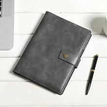 Wonderpool Cuaderno de Piel Recargable Diario Espiral Carpeta - Papel Punteado A5 y Bolsillos Interiores para Viaje, Trabajo y Organizador Personal (Gris, A5) - gris - Ver 3