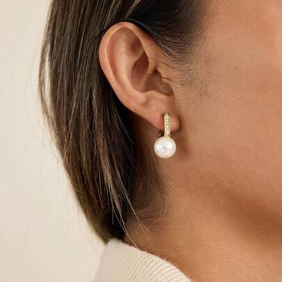 S SHOPBOHO 一对Y2K U型闪亮珍珠耳环，复古经典款，日常佩戴舒适，送给她的礼物