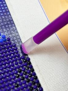 1/3/6/9 Dot Diamond Painting Pens + 10pcs Diamond Painting Wax Stickers With Purple Storage Box, Suitable For 5D Diamond Art Painting - Purple - View 7