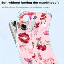 Un collage rosa y dulce de amor y . Esta elegante funda es compatible con los modelos  17, 16, 15, 14 Pro Max, 13, 12, 11, XR y XS Plus. Fabricada en silicona TPU, ofrece protección contra golpes y caídas, además de una sensación superior. Es un regalo ideal para familiares, amigos y seres queridos. - transparente - Ver 5