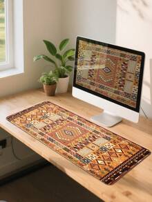 Game Mouse Pad Geometric Folk Style Design Large Table Pad Keyboard Pad Mouse Pad Non-Slip Rubber Base Waterproof Tape Sewing Edge Suitable For Game Office, Southwest Desert Carpet Style Printed Mouse Pad - Multicolor - View 4