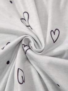 2pcs Plus Size Women Heart Print Knit Pajama Shorts - Multicolor - View 5