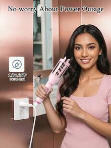 GENAI 30毫米自动卷发棒，带凹槽和冷风功能，5档温度设置，快速加热，轻松打造持久韩式海滩波浪卷发 - 美規A型插(110-127V) - 查看 7