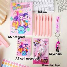 1套，魔法狩猎主题女士文具套装，高性价比笔记本，新款KPOP学生实用学习用品文具礼盒套装 - 彩色 - 查看 4