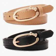 1 Piece Of Embossed Butterfly Buckle Waist Belt For Women, Used For Daily Decoration Valentine's Day, Valentine's Day, Summer, Autumn, Halloween - 駝色 - 查看 4