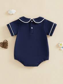 Baby Boy Girl Bubble Romper Infant Short Sleeve Collar Romper Oversize T-Shirt Cotton Bodysuit Top - 綠色 - 查看 7