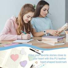 15件套真皮心形书签带便签 | 心形书签和角标，适合阅读，情人节礼物 - 彩色 - 查看 7