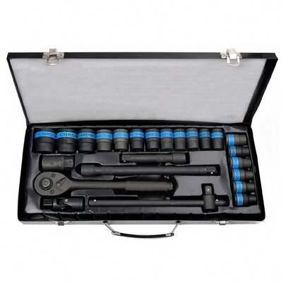 Heavy Duty 1/2" Ratchet Wrench Socket Set 8-32mm Metric Extension Bar Metal Case