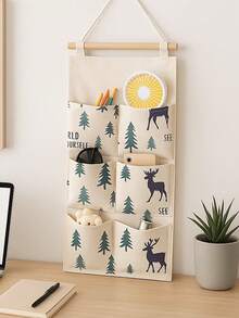 1个多功能浴室内衣收纳袋，北欧风格悬挂式收纳袋，壁挂式布艺整理袋，用于房间整理 - 彩色 - 查看 4