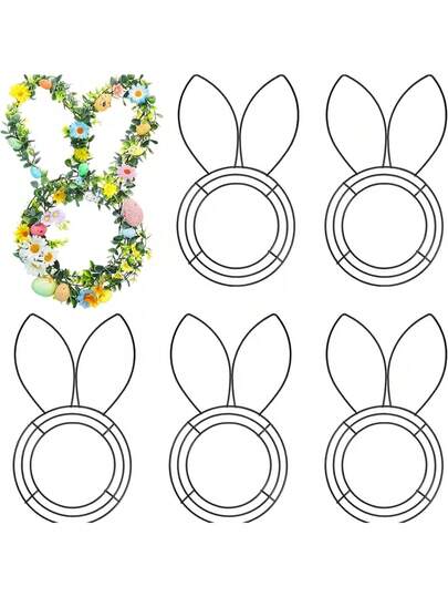 1pc Easter Bunny Metal Wreath - DIY Handmade Wreath Hanging Decor, Ideal For Holiday Decoration, Suitable For Home, Garden, Front Door Or Bedroom