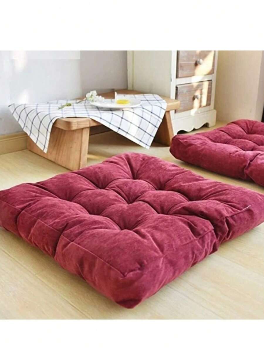 天鹅绒面料落地蒲团/椅垫 | 土耳其产 60*60 厘米落地垫 - 紅色 - 查看 1