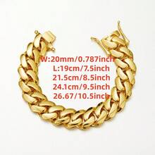 1pc Men's 18K Gold Plated Plated Cuban Link Chain Bracelet  8-22mm Men'S Cuban Chain  Classic Hip-Hop Accessory 316L  Stainless Steel Unisex Gift Music 2025 Autumn And Winter Fashion Bracelet Auspicious New Year Gifts - 20mm/0,78 inch - Xem 3