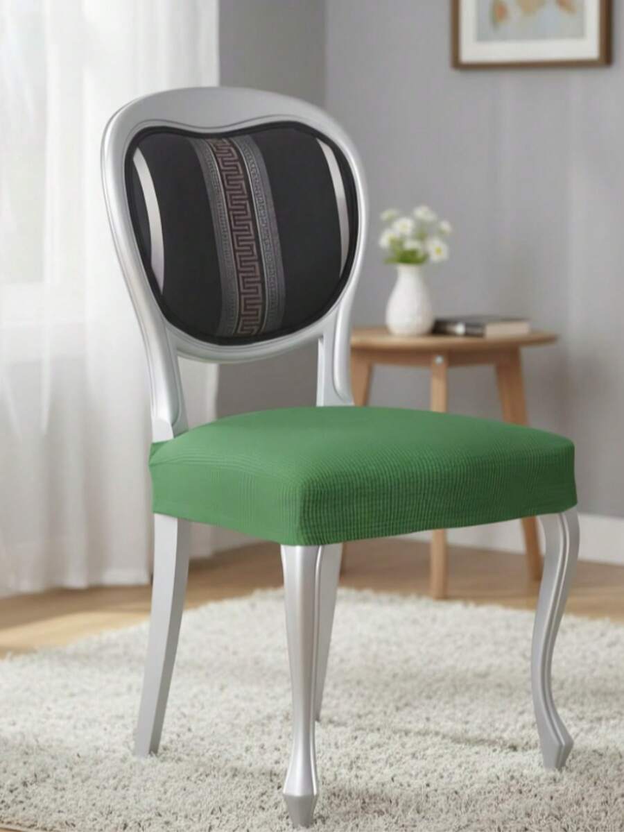 AURA DECO - Pack 2-4 Fundas de Silla Elásticas | Protector de Asiento para Comedor, Cocina u Oficina | Fundas Antisuciedad, Suaves y Lavables | Ajuste 40-50 cm | Varios Colores Disponibles | Decoración y Protección Fácil - Verde - Ver 1
