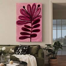 Framed Canvas Poster Print Wall Art 1pc Pink And Burgundy Abstract Wall Art - Scandinavian Modern Minimalist Vertical Flower Painting, Soft Mauve & Blush Pink Ink Print Suitable For Bedroom, Living Room Decor, Housewarming Gift, / Wrapped Frame - Framed - 查看 3