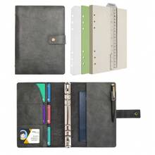 Wonderpool Cuaderno de Piel Recargable Diario Espiral Carpeta - Papel Punteado A5 y Bolsillos Interiores para Viaje, Trabajo y Organizador Personal (Gris, A5) - gris - Ver 1