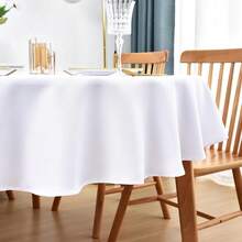 [Free Shipping]Oval Tablecloth 52x70 Inch Polyester Fabric Table Cloth Solid White Heavy Duty Table Cover Washable For Dinning Kitchen Home Party - White70inchx52inchOval - View 8