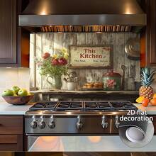 1片装经典装饰图案墙贴 - 高品质自粘PVC厨房防溅贴纸，现代风格，适用于厨房和客厅装饰，2D平面设计 - 彩色 - 查看 12