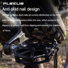 plselis 一对黑色自行车脚踏板，20个防滑钉，适用于公路自行车和山地自行车，男女通用，铝合金材质 - 黑色 - 查看 6