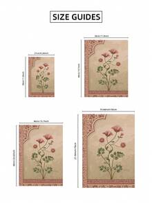 1幅无框开斋节植物花卉墙画，粉色花朵绿叶点缀米色背景 | 伊斯兰节日装饰画，适用于客厅、卧室、宿舍、房间装饰，复古墙画，独特礼物 - 彩色 - 查看 8