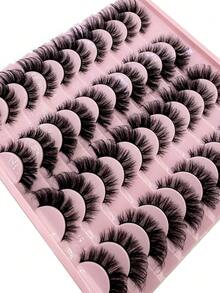 HBZGTLAD 20 Pairs Soft Mink Eyelashes 3D Curl Winged End Eye Elongated Fake Lashes Thick Handmade Natural False Eyelash Messy Cross Lash Wholesale - 濃密款 - 查看 5