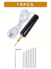 Mini Electric Drill Set - USB Powered Mini Electric Drill Set With Drill Bits, 10pcs/49pcs/110pcs/410pcs/610pcs, Electric Mini Drill With Wrench, Hex Collet Chuck, Resin Casting Mold, DIY Keychain, Crafts Making, Suitable For Resin, Plastic, Wood, Polymer Clay, Jewelry, Pendant Making. Three Combo Sets To Meet Your Different Needs