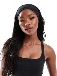 1pc Solid Yellow Sports Yoga Headband, Sweat Absorbent Elastic Hairband For Men & Women, Running, Fitness, Hair Accessories Women Head Scarf Work Out Sweatband - Black - View 4