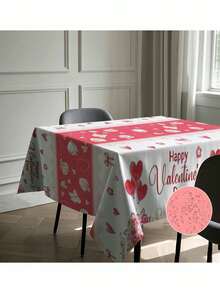 1pc Heart-Shaped Tablecloth, Rectangular, Waterproof, Stain-Resistant Valentine's Day Tablecloth, Easy To Clean, Rectangular Tablecloth - Multicolor - View 11