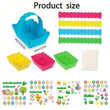8 Peças Cesta de Presente de Páscoa, Sacolas de Presente de Coelho de Páscoa Feitas à Mão DIY, Acompanha 12 Adesivos Coloridos para Decoração DIY de Cestas de Presente, Decorações de Festa do Coelho da Páscoa