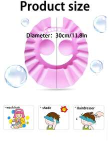 1pc Baby Pink, Blue, And Yellow EVA Waterproof Ear Protection Shampoo Cap, Cute Adjustable Baby Shampoo Hat, Suitable For Daily Bathing, Sun Protection, And Haircuts For Boys And Girls, Shampoo And Shower Protection. - Multicolor - View 5