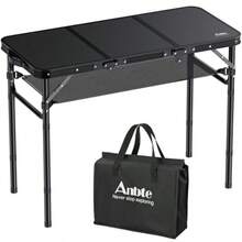 Anbte - Mesa de camping pble trle 3 pies pble aluminio tamaño matrimonial 35 x 16 x 27.5 pulgadas máxima ura ajustable 27.1 pulgadas mesa portátil para barbacoa al aire lie blanca - Blanco - Ver 1
