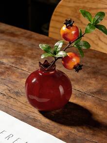 shoxil 1个陶瓷石榴造型花瓶，深红色，小型室内花瓶，桌面装饰，花架，水培种植器，适用于家居、餐厅、大堂、客厅装饰，玻璃花瓶装饰，斋月装饰 - Vase - 查看 5