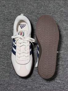 Giày adidas VL Court 3.0 T-toe, giày tập luyện của Đức, giày trượt ván, thoải mái, đa năng, chống trơn trượt, chống mài mòn, phù hợp cho thể thao và giải trí, unisex. - Trắng/Xanh hải quân - Xem 6