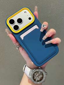 3-In-1 Luxury Card Slot Wallet, Photo Pocket & Camera Lens Frame Phone Case, Suitable For IPhone 17 Pro Max Air 16 15 14 13 Pro Max Plus, Fashion Matte Shockproof Protective Cover - Blue - View 2